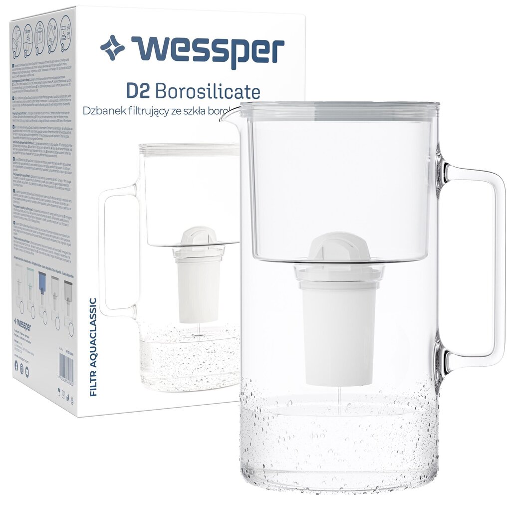 "Wessper AquaClassic D2" 3,3l Borsilikāta stikla krūze pelēks cena un informācija | Ūdens filtri | 220.lv