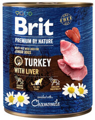 Brit Premium by Nature Junior jauniem kucēniem ar tītara gaļu un aknām, 6x800 g cena un informācija | Konservi suņiem | 220.lv