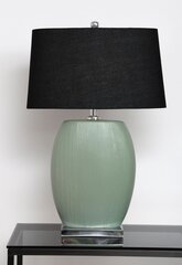 Galda lampa MIA H72 cm, matēta keramika, zaļa, roku darbs, hroms ar ēnotu melnu linu цена и информация | Настольные лампы | 220.lv