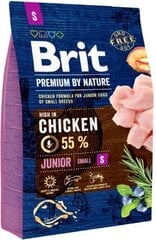 Brit Premium By Nature Junior S mazu šķirņu jauniem kucēniem, ar vistas gaļu, 3 kg цена и информация | Сухой корм для собак | 220.lv