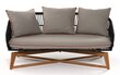 Dīvāns BAHIA 164X94X76 cm, tīkkoks, dabīga ekototangpalma, melns, olefīna pelēks spilvens ar krokām cena un informācija | Dārza krēsli | 220.lv