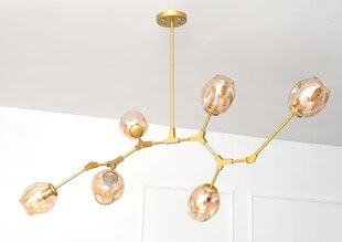 Piekaramā lampa TWIG L 160X46 cm, stikls, alumīnija, tērauds, zeltaina, zeltains plafons cena un informācija | Piekaramās lampas | 220.lv