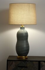 Galda lampa MUD 19X19X52 cm, ar ēnu 39X39X28 cm lina bēšs, keramika, pelēka matēta cena un informācija | Galda lampas | 220.lv