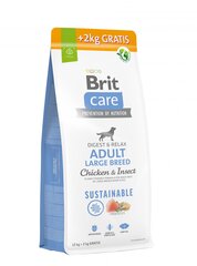 Корм Brit Care Adult для взрослых собак крупных пород с курицей и насекомыми, 12+2 кг цена и информация | Сухой корм для собак | 220.lv