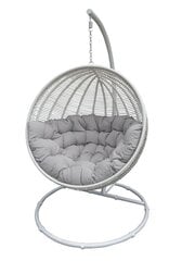 Piekarināms krēsls COCOON DE LUXE 120X73X195 cm ekorotangpalma, balts, pelēks spilvens цена и информация | Садовые стулья, кресла, пуфы | 220.lv