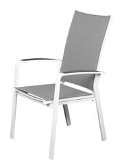 Krēsls LAURA 67x58x104 cm CONVERTIBLE TEX pelēks, alumīnija, balts matēts cena un informācija | Dārza krēsli | 220.lv