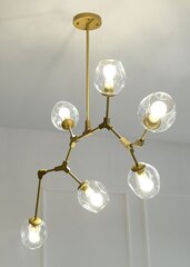 Piekaramā lampa TWIG L 160X46 cm, stikls, alumīnija, tērauds, zeltaina, caurspīdīgs plafons цена и информация | Люстры | 220.lv