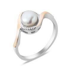 Sudraba apzeltīts gredzens ar pērlēm un cirkonijiem cena un informācija | Gredzeni | 220.lv