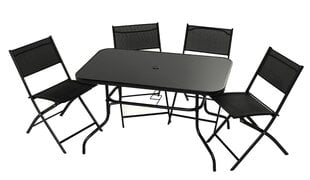 Столовый комплект, из 5 частей, черный цена и информация | Комплекты уличной мебели | 220.lv