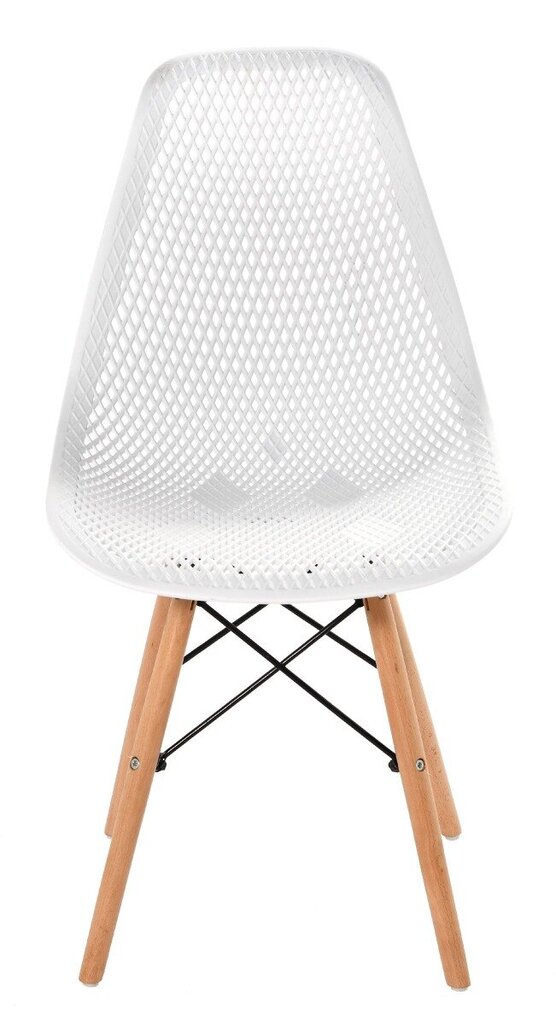 Hugo balts krēsls, PP, koka kājas, izmēri 46x54x44/82 cena un informācija | Virtuves un ēdamistabas krēsli | 220.lv