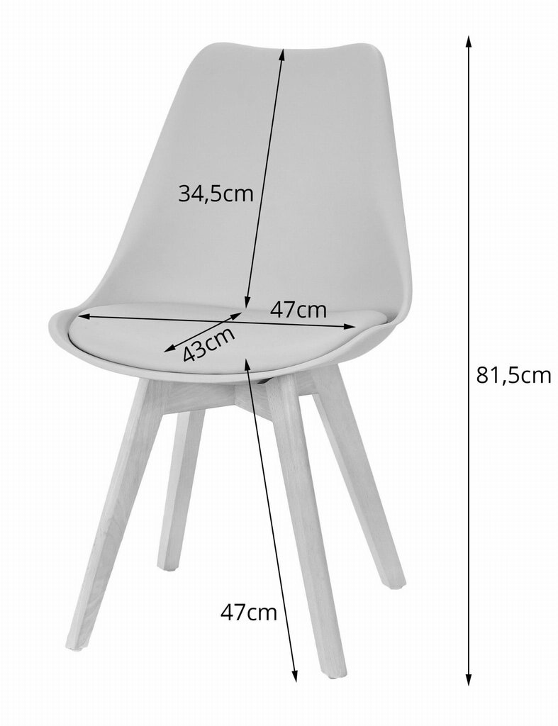 3-ju krēslu komplekts Mark, melns/balts цена и информация | Virtuves un ēdamistabas krēsli | 220.lv