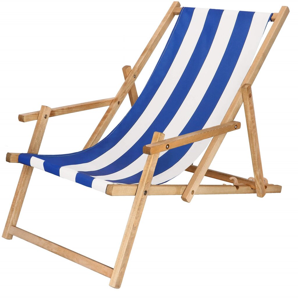Impregnēts krēsls ar roku balstiem Springos DC006 DSWLB, baltas un zilas strīpas cena un informācija | Dārza krēsli | 220.lv