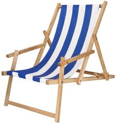 Impregnēts krēsls ar roku balstiem Springos DC006 DSWLB, baltas un zilas strīpas cena un informācija | Dārza krēsli | 220.lv