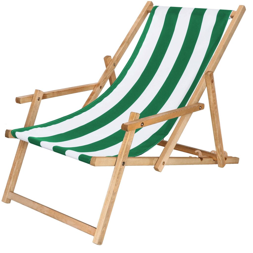 Impregnēts krēsls ar roku balstiem Springos DC006 DSWLG, balts ar zaļām strīpām цена и информация | Dārza krēsli | 220.lv