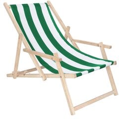 Krēsls ar roku balstiem Springos DC003 DSWLG, balts ar zaļām svītrām cena un informācija | Dārza krēsli | 220.lv