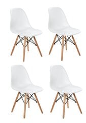 4-u krēslu komplekts Vigo, izmērs: 46x39x82cm, balts sēdeklis, koka kājiņas cena un informācija | Virtuves un ēdamistabas krēsli | 220.lv