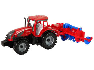 Красный трактор с плугом с фрикционным приводом цена и информация | Конструктор автомобилей игрушки для мальчиков | 220.lv