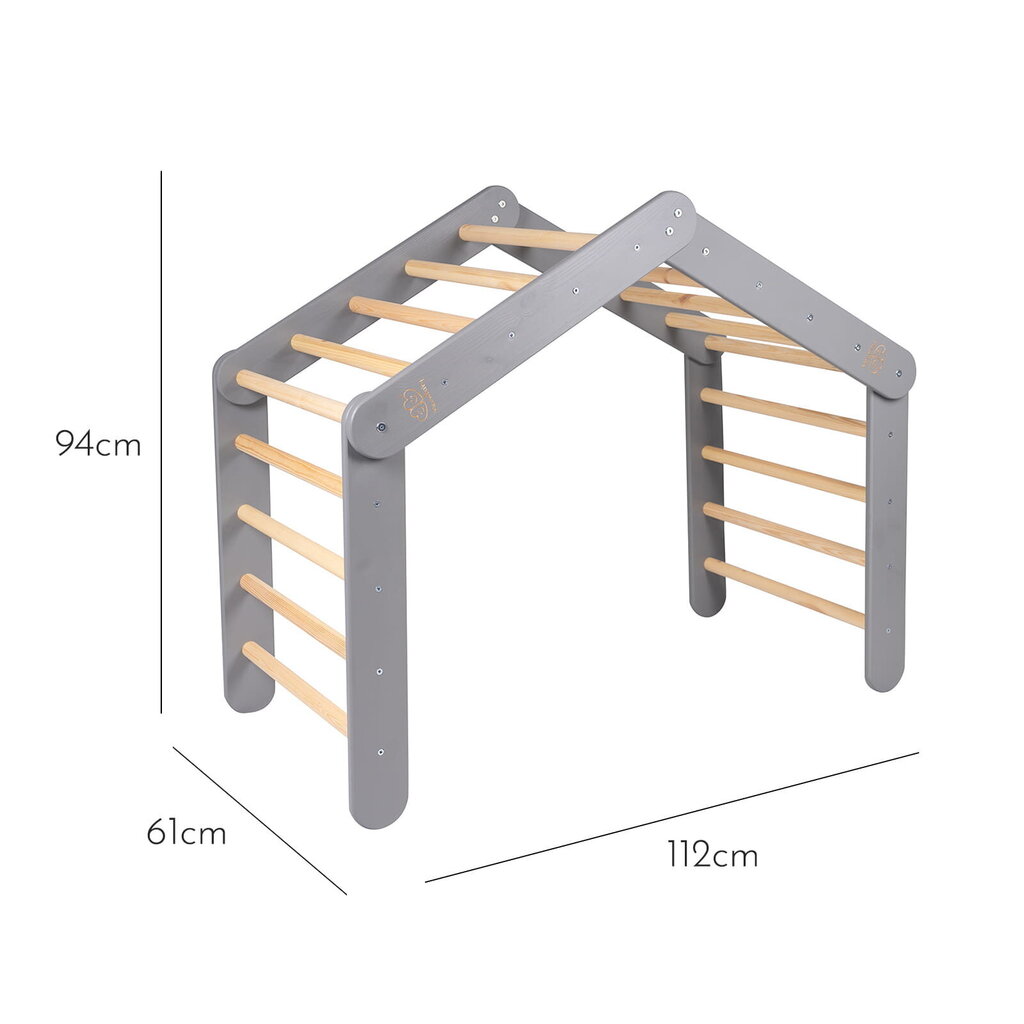 MeowBaby® koka pīlings bērniem 112x61x94 cm kāpšanas trīsstūris bērniem, pelēks cena un informācija | Rotaļlietas zīdaiņiem | 220.lv