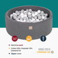 MeowBaby® Baby Foam apaļa lodīšu bedre 90x30cm ar 200 bumbiņām 7cm sertificēta, kokvilna, gaiši pelēka: balta/pelēka/pasteļrozā cena un informācija | Rotaļlietas zīdaiņiem | 220.lv