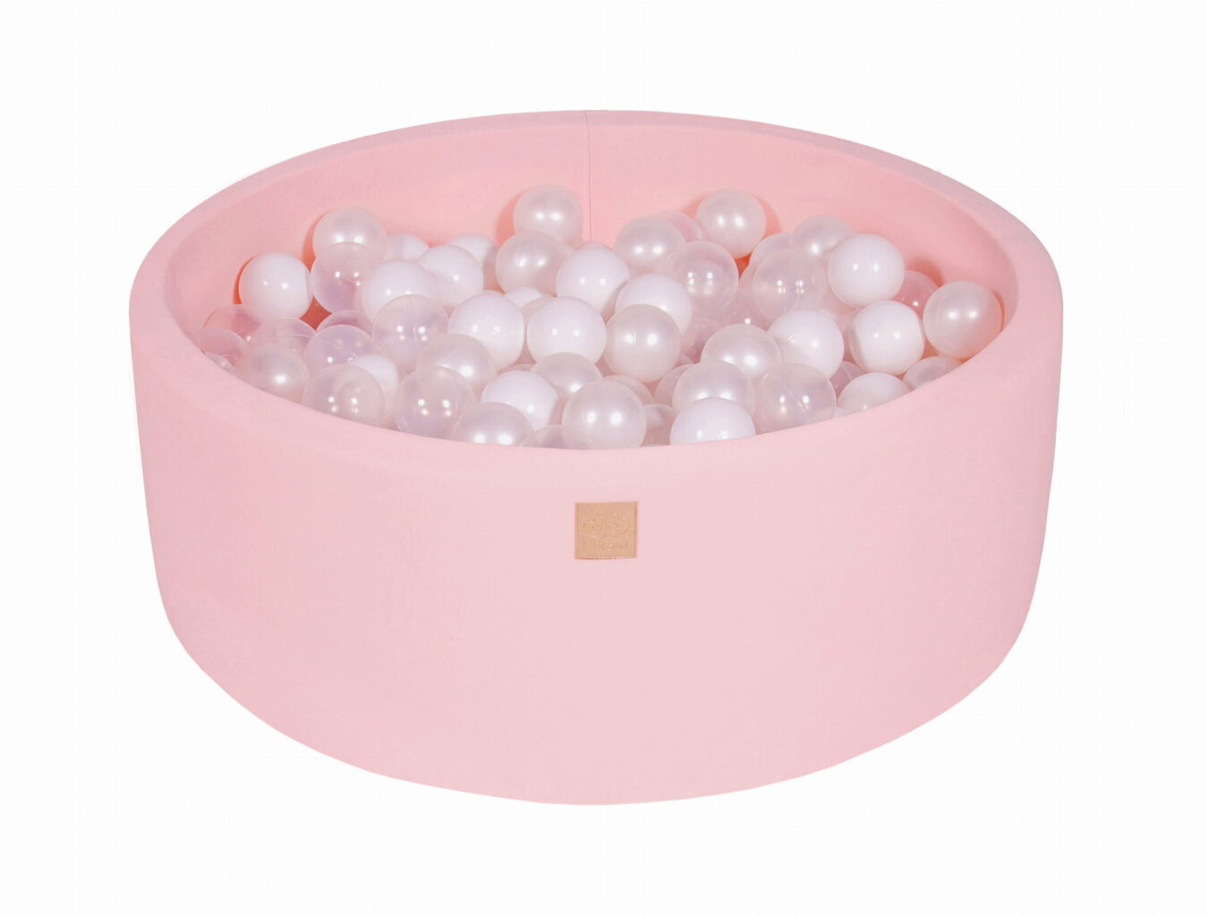 MeowBaby® Baby Foam apaļa lodīšu bedre 90x30cm ar 200 bumbiņām 7cm sertificēta, kokvilna, gaiši rozā: balta/caurspīdīga/balta pērle цена и информация | Rotaļlietas zīdaiņiem | 220.lv