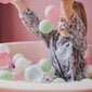 MeowBaby® Baby Foam apaļa lodīšu bedre 90x30cm ar 200 bumbiņām 7cm sertificēta, kokvilna, gaiši pelēka: tirkīza/pelēka/balta cena un informācija | Rotaļlietas zīdaiņiem | 220.lv