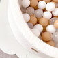 MeowBaby® apaļais bumbiņu baseins 90x30 cm bērniem, boucle balta, 200 bumbiņas: pastels rozā/piparmētru/balts/bēšs цена и информация | Rotaļlietas zīdaiņiem | 220.lv