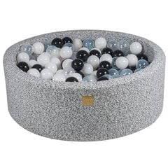 MeowBaby® apaļie bērnu putu baseini 90x30 cm Boucle, Heather Grey, ar 200 bumbiņām: Melns/Balts/ Caurspīdīgs cena un informācija | Rotaļlietas zīdaiņiem | 220.lv
