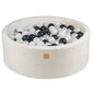 MeowBaby® apaļie putu baseini 90x30cm Supersoft samta balts, 200 bumbiņas: balta/pērļu balta/melna цена и информация | Rotaļlietas zīdaiņiem | 220.lv