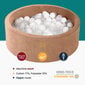 MeowBaby® apaļie putu baseini 90x30cm Supersoft samta balts, 200 bumbiņas: balta/pērļu balta/melna cena un informācija | Rotaļlietas zīdaiņiem | 220.lv
