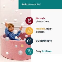 Bumbu baseins, MeowBaby, 90x40 cm, 300 bumbiņas, balts cena un informācija | Rotaļlietas zīdaiņiem | 220.lv