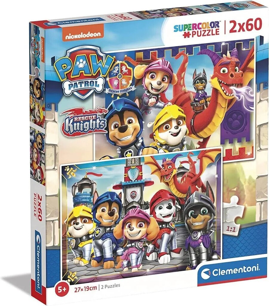 Puzzle, PawPatrol, 2 x 60 gabali cena un informācija | Puzles, 3D puzles | 220.lv