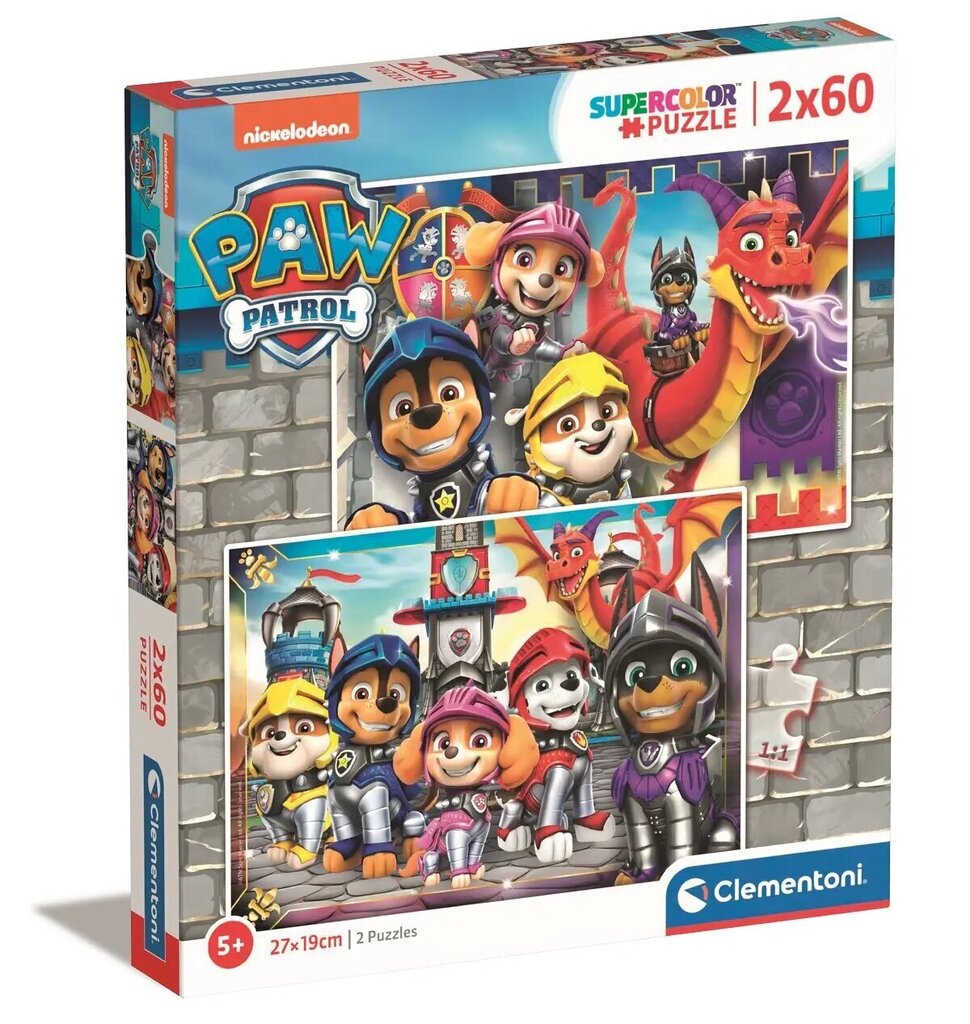 Puzzle, PawPatrol, 2 x 60 gabali cena un informācija | Puzles, 3D puzles | 220.lv