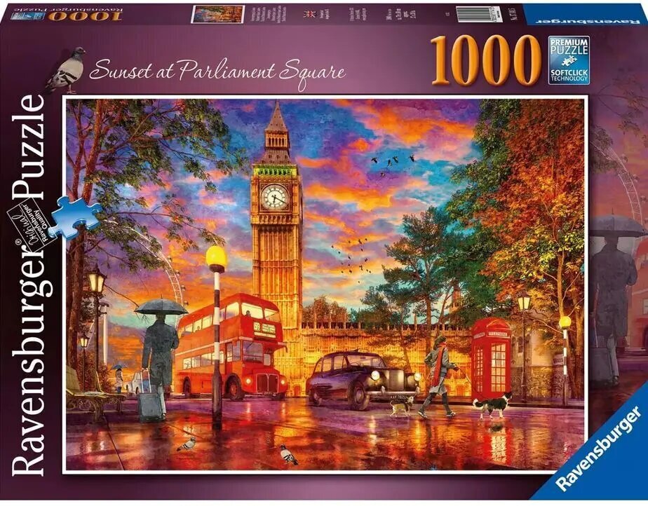Ravensburger Puzzle: Saulriets Parlamenta laukumā, Londona (1000gab) (17141) cena un informācija | Puzles, 3D puzles | 220.lv