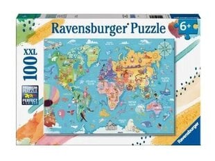 Puzle, pasaules karte XXL, Ravensburger, 100gab., 13343 cena un informācija | Puzles, 3D puzles | 220.lv