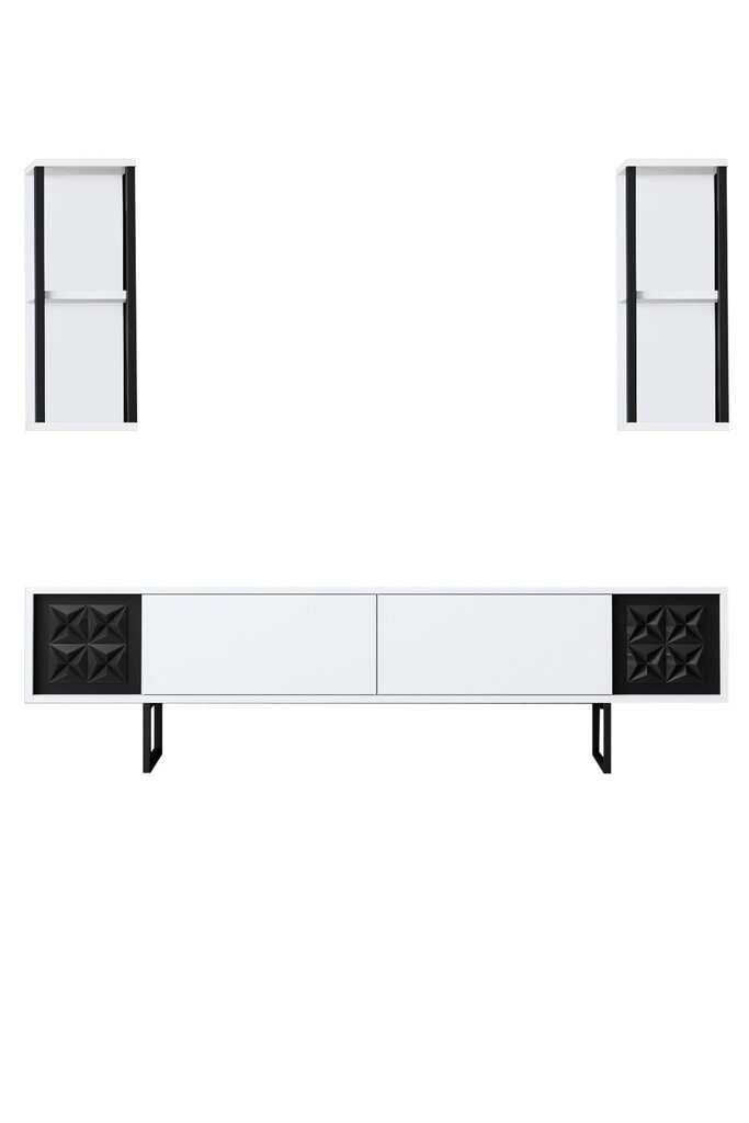Viesistabas mēbeļu komplekts, Asir, TV galds 180 x 30 x 50 cm, dīvāns 90 x 60 x 40 cm, balts un melns цена и информация | Sekcijas | 220.lv