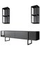 Viesistabas mēbeļu komplekts, Asir, TV galds 180 x 30 x 50 cm, dīvāns 90 x 60 x 40 cm, melns un sudrabots цена и информация | Sekcijas | 220.lv
