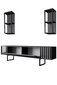 Viesistabas mēbeļu komplekts, Asir, TV galds 180 x 30 x 50 cm, dīvāns 90 x 60 x 40 cm, melns un sudrabots cena un informācija | Sekcijas | 220.lv