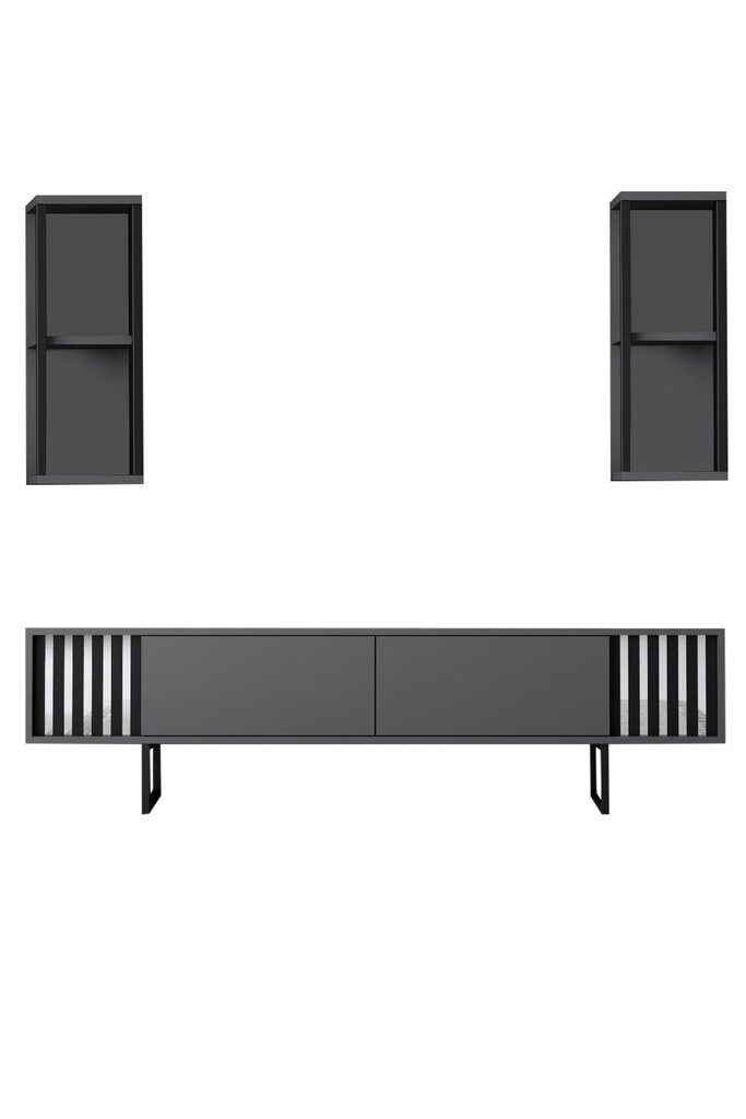 Viesistabas mēbeļu komplekts, Asir, TV galds 180 x 30 x 50 cm, dīvāns 90 x 60 x 40 cm, melns un sudrabots цена и информация | Sekcijas | 220.lv