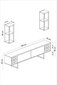Viesistabas mēbeļu komplekts, Asir, TV galds 180 x 30 x 50 cm, dīvāns 90 x 60 x 40 cm, melns un sudrabots cena un informācija | Sekcijas | 220.lv