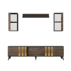 Viesistabas mēbeļu komplekts, Asir, TV galds 180 x 30 x 47 cm, dīvāns 90 x 39 x 40 cm, brūns un zelta krāsā cena un informācija | Sekcijas | 220.lv