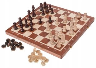 Galda spēle, koka šahs un dambrete, 47 x 47 cm cena un informācija | Galda spēles | 220.lv