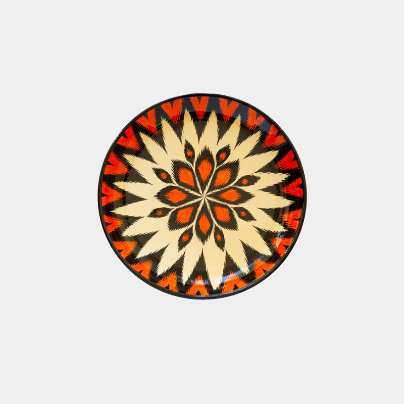 Rishtan Legans (Uzbeku šķīvis) 38 cm, oranžs cena un informācija | Trauki, šķīvji, pusdienu servīzes | 220.lv