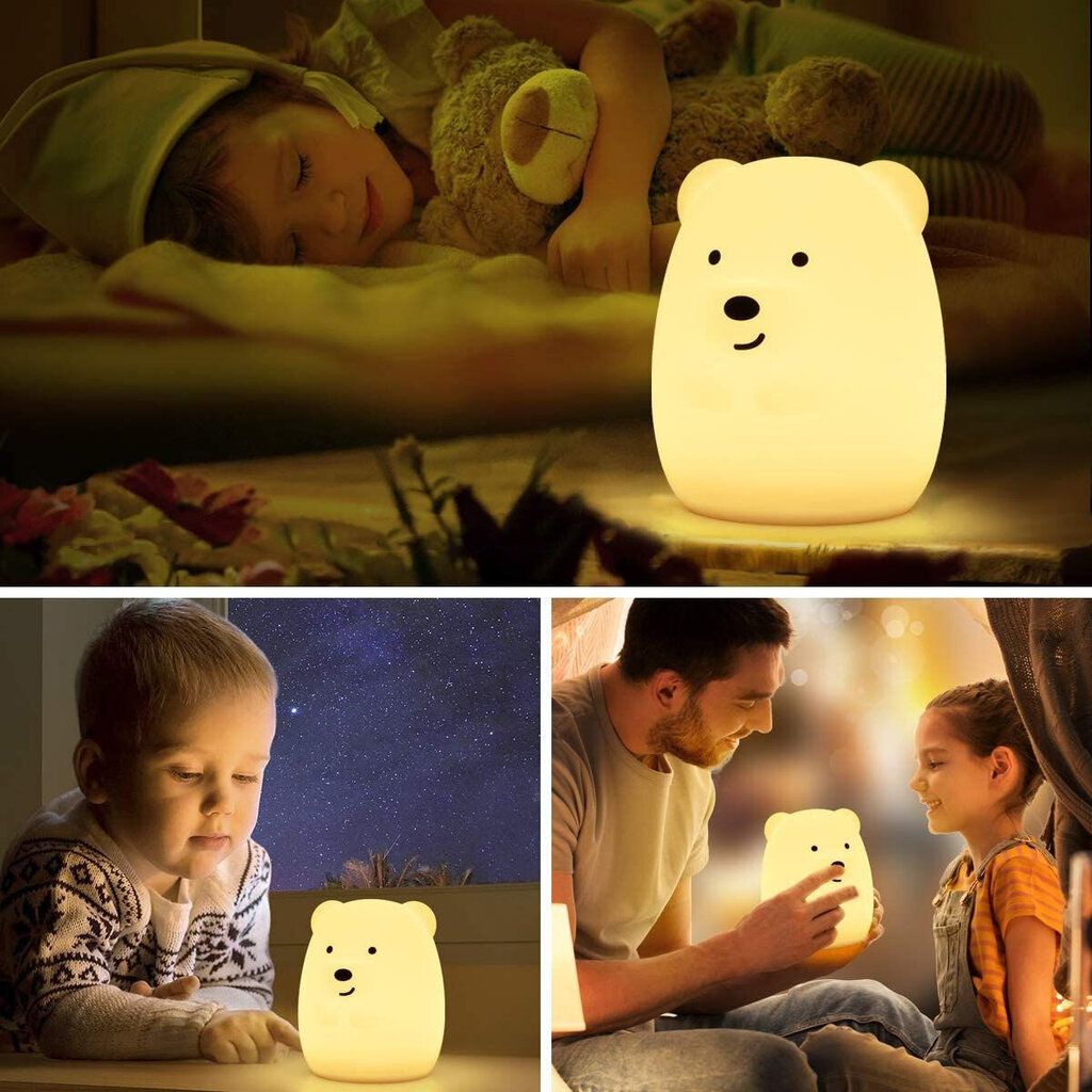 Bērnu LED lampa - lācis ar tālvadības pulti cena un informācija | Lampas bērnu istabai | 220.lv