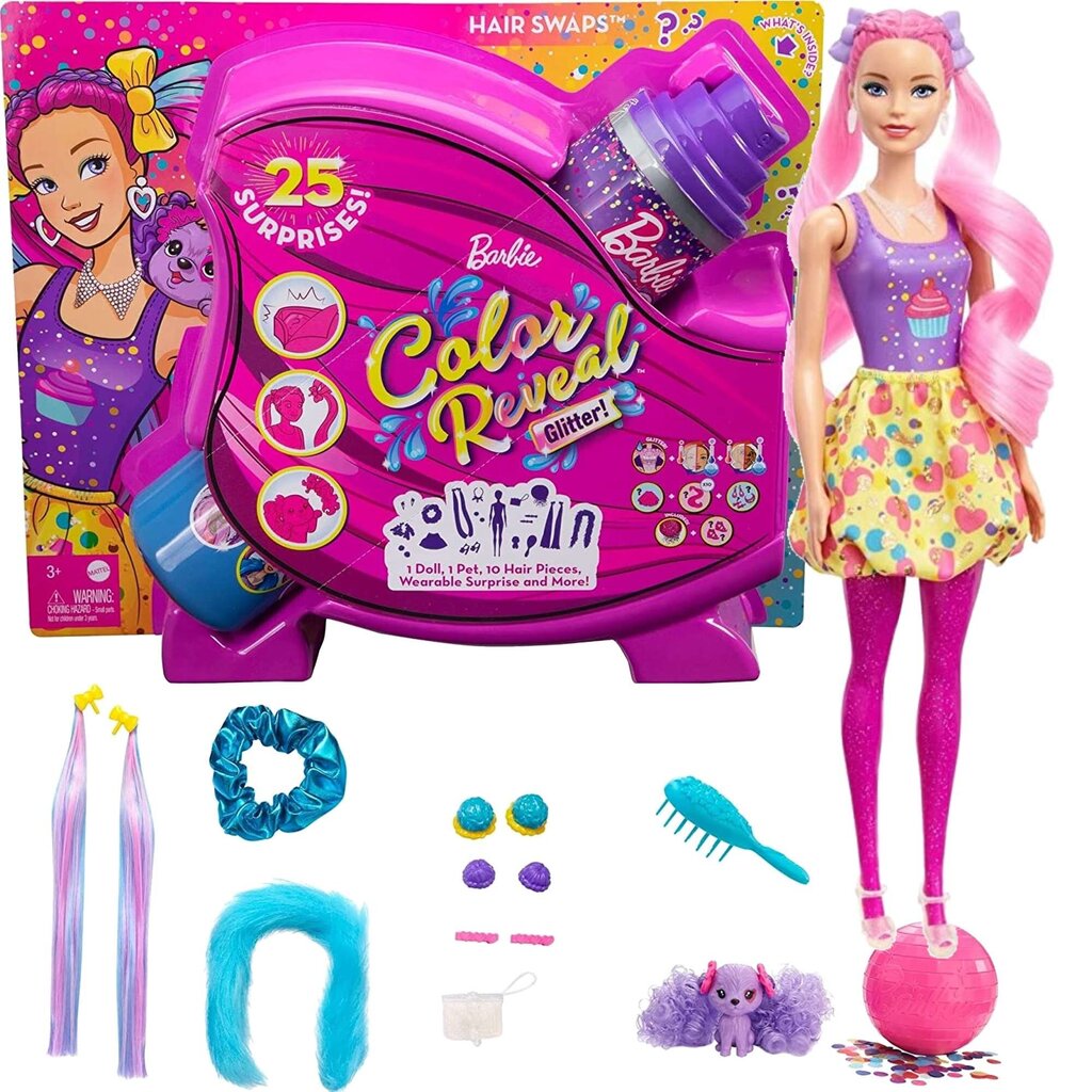 Lelles pārsteigums Barbie Color Reveal un 25 aksesuāri цена и информация | Rotaļlietas meitenēm | 220.lv