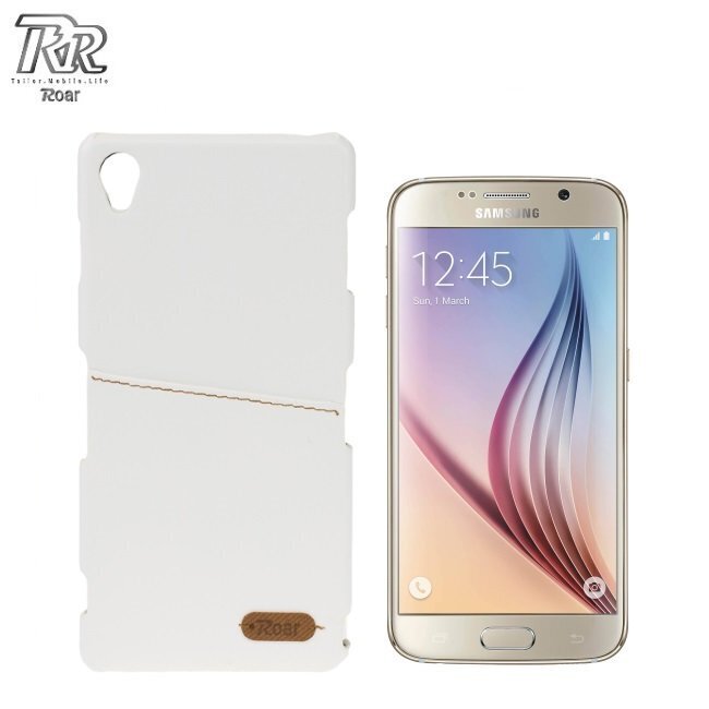 Roar Noble Skin Super Plāns Eko ādas Aizmugures Maks ar nodalījumu kartēm Samsung G920 Galaxy S6 White (EU Blister) cena un informācija | Telefonu vāciņi, maciņi | 220.lv