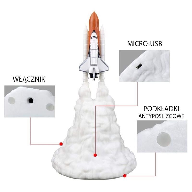 Nakts lampa Nasa raķete cena un informācija | Lampas bērnu istabai | 220.lv