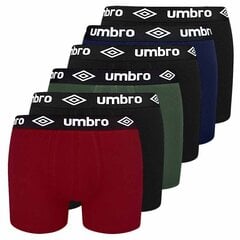 Vīriešu bokseru šorti Umbro 6 gab BM565 melni kokvilnas цена и информация | Мужские трусы | 220.lv