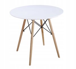 Apaļais galds Belsi, 80x80x75 cm, balts cena un informācija | Virtuves galdi, ēdamgaldi | 220.lv