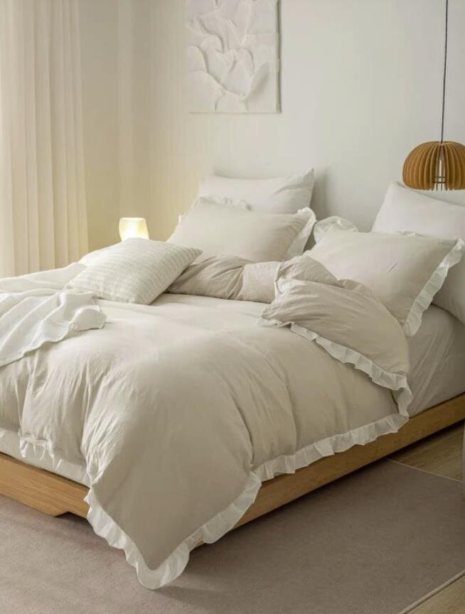 Ruffle Trim gultas veļas komplekts (135x200 cm), 3 daļas cena un informācija | Gultas veļas komplekti | 220.lv