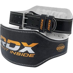 Черный кожаный для тяжелой атлетики пояс RDX, 6 дюймов, черный цена и информация | Эспандеры, петли, ремни для тренировок | 220.lv